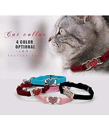 AIXI Cat Collar with Safety Belt and Bell - Heart Bling Design - 8-11 Inches - Black - Buy Online on GoSupps.com