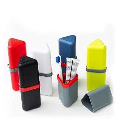 Triangle PP Portable 6 Color Options Toothbrush Organizer Travel Washing Cup Storage Box Yellow
