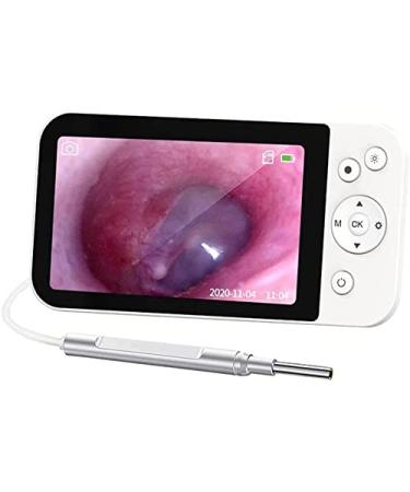 KouRy Ear Wax Removal Earwax Remover Tool with 500 Megapixel HD Ear Camera 6 Low-Temp LED Lights Ear Cleaner with LCD Screen for Kids Adults (White)