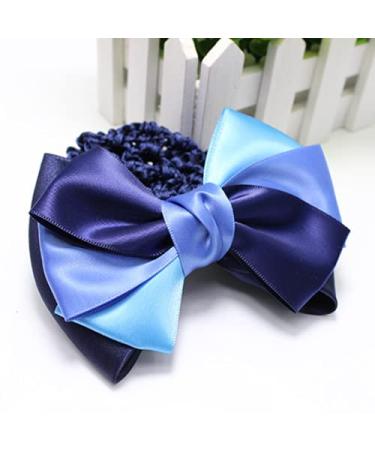 KDDOM Lady Bow Hair Bun Net - Blue | Professional Woman Barrette Snood Net Hair Clip - Buy Online on GoSupps.com