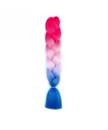 Jumbo Braids Hair Extensions Blue Light Purple Pink Colorful braided hair 24" Colorful Jumbo Braiding Afro Braids Crochet Twists Hair for Braiding Extensions Synthetic Hair (Color : G)