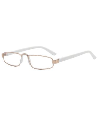 Lanomi Small reading glasses Blue light filter narrow metal reading aid spring hinges rectangular viscidator viscual aid unisex glasses +1.0 1.5 2.5 3.0 3.5 4.0 white 2.0 x