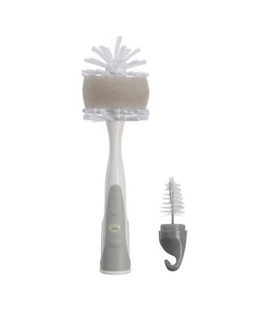 Vital Baby NURTURE Deluxe Bottle Brush - Universal Size - Fits All Bottles - Intergrated Teat Brush - Durable Bristles - Foam Sponge - White/Grey Large