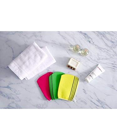 Bastex Exfoliating Bath Washcloth - Korean Towel cloth for Shower and Bath, 3 Pack (6.7 x 5.2) in Yellow, Pink, Green - Buy Online on GoSupps.com