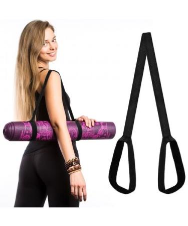 Ptjjxa 2 pieces yoga mat strap polyester adjustable durable shoulder yoga mats feasting strap yoga mat made of cotton yoga mat straps black for training outdoor and sports mats
