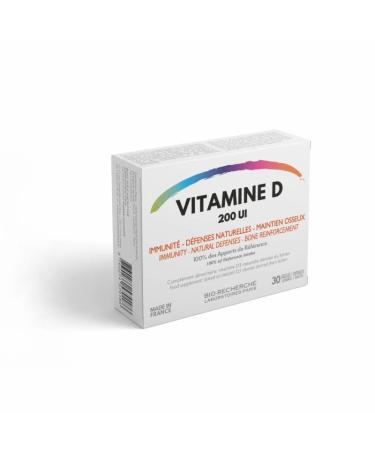 Vitamin D • 200 IU • Vitamin D supplement derived from Lichen • Cure 1 month / 30 capsules (1/day) • Made in France