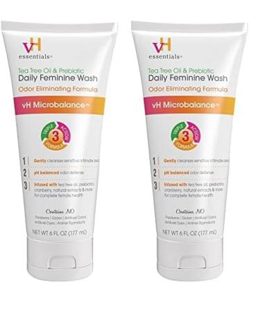 vH essentials Ph Balanced Daily Feminine Wash Tea Tree Oil & Prebiotic 6 Fl Oz (Pack Of 2) 54306 Clear 6 Fl Oz (Pack of 2)