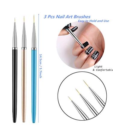 3PCS Nail Art Liner Brushes - UV Gel Painting Acrylic Design Pens (7/9/11mm) - Buy Online on GoSupps.com