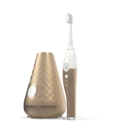 TAO Clean Umma Diamond Sonic Toothbrush and Cleaning Station, Electric Toothbrush with Ergonomic Handle, Dual Speed Settings, Eiffel Tower Gold