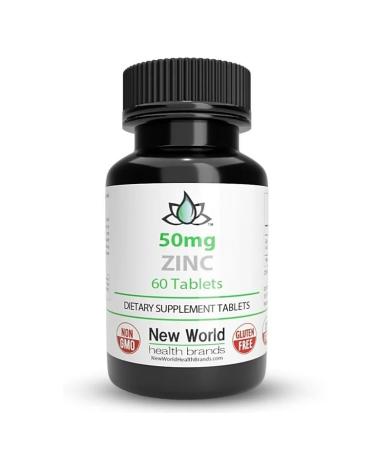 Zinc 50mg Mineral Supplement - 60 Tablets | New World Health Brands | Immune System Skin Hair Nails Health