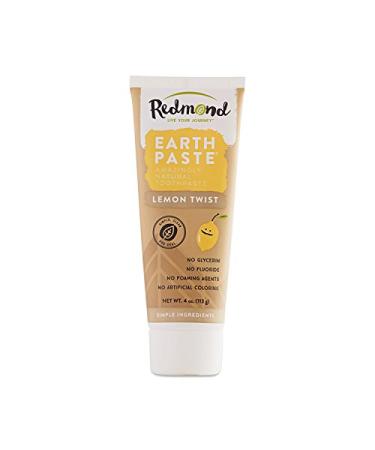 Redmond Earthpaste - Natural Non-Fluoride Toothpaste, 4 Ounce Tube (1 Pack, Lemon Twist) 4 Ounce (Pack of 1)