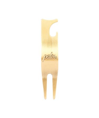 Palm Divot Repair Tool, Ergonomic 3 in 1 Design, U Shaped Top to Rest Clubs, Bottle Opener, Lightweight and Sturdy Brushed Gold
