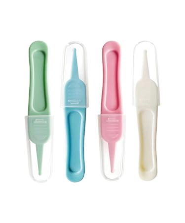 Baby Nose Tweezers 4 Pcs Baby Ear Nose Nasal Tweezers Nose Cleaning Tweezers Round-Head Nose Clean Clip Plastic Tweezers for Cleaning The Nasal Cavity