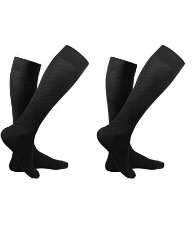 Truform Travel Compression Socks for Men and Women 15-20 Knee High Over Calf Length Black Small (Pack of 2)
