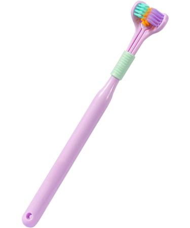 Three-Page Toothbrush with Soft Bristles | Macaron Design | V-Shaped Non-Slip Handle for Adults | Optimal Dental Care & Cleaning in Violet - Buy Online on GoSupps.com