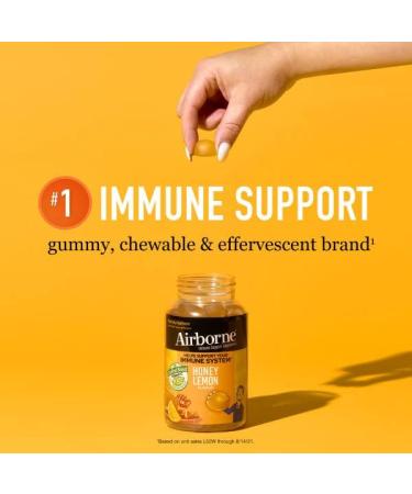 Airborne 200mg Vitamin C + Zinc Gummies for Adults - Immune Support Supplement (42 Gummies) - Honey Lemon Flavor - Antioxidant Vitamins A, C & E - Buy Online on GoSupps.com