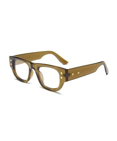 LJCZKA Retro Thick Square Glasses Blue Light Blocking Eyewear for Women Men Fashion Anti Computer Glare Eyeglasses Green