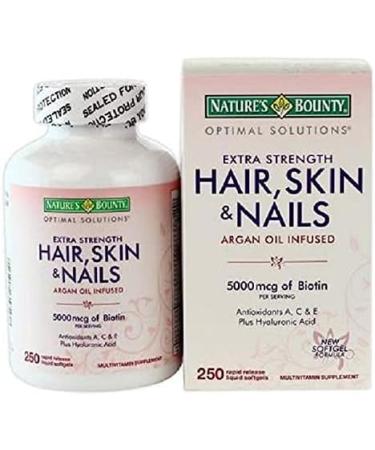 Nature's Bounty Hair Skin and Nails 5000 mcg Biotin - 250 Coated Tablets (4 Bottles, 1000 Softgels) - Buy Online on GoSupps.com