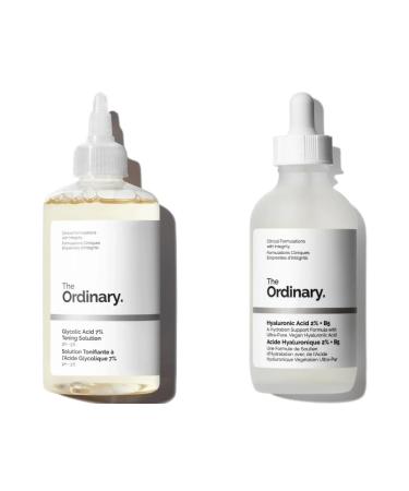 The Face Exfoliating Bundle: Glycolic Acid 7% Exfoliating Toner (100ml) and Hyaluronic Acid 2% + B5 (30ml) with TOSSI cleansing wipes