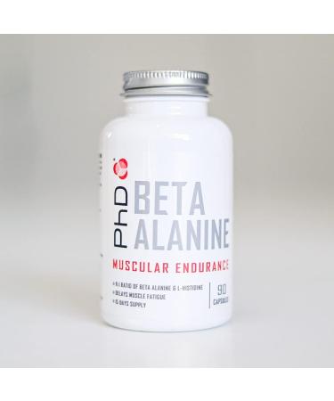 PhD Nutrition Beta Alanine & L-Histidine Supplement - Delays Muscle Fatigue, Boosts Athletic Performance - Vegan, Dairy-Free, Gluten-Free - 90 Capsules - Buy Online on GoSupps.com