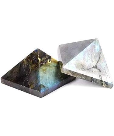 1pc Natural Carved semi Precious Stone Crystal Labradorite Quartz Pyramid 45mm-50mm Chakra Reiki Balancing - Buy Online on GoSupps.com