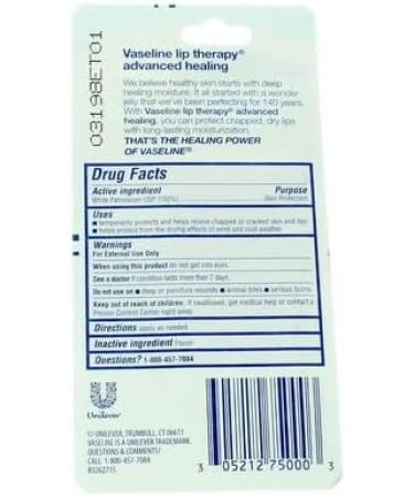 Vaseline Lip Therapy Advanced Healing 0.35 oz - Pack of 18 | Buy Online | Fast International Shipping - Buy Online on GoSupps.com