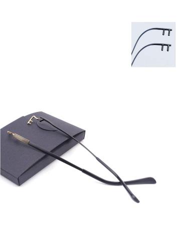 QYAJS 1 Pair Metal Frame Temples Rimless Glasses Legs Eyeglasses Replacement Temples Eyeglass Temples Glasses Legs Black / Gold Large