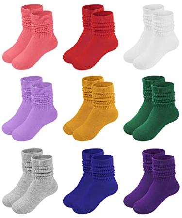 JOCMIC Girls Slouch Socks Toddler Long Crew Socks Kids Knee High Socks 1-12 Year Multicolor4 6-8 Years