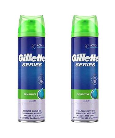 2 x 200ml Men Shaving Gel Aloe Vera Sensitive Skin Face Fresh Scent