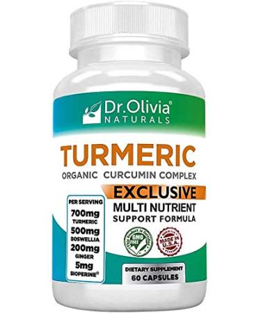 Dr. Olivia's Organic Turmeric Complex with Curcumin Boswellia Ginger & BioPerine - 60 Capsules - Buy Online on GoSupps.com