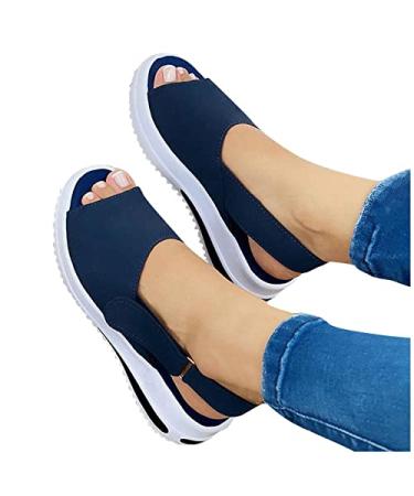 Wedge Sandals for Women 2022,Women's High Heel Open Toe Ankle Strap Summer Sandals Outdoor Leisure Walking Shoes Sandals 9.5-10 A1-blue