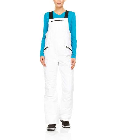 Swiss Alps Womens Water Resistant Breathable Ski Bib Pants with Pocket Small Modern/Fitted Winter White