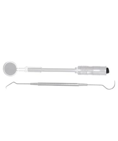 Healifty Dental Picks 2pcs/ Set Teeth Pick and Stainless Dental Professional Products Led with Portable Light Mouth Cleaning Inspection Calculus Scraper Anti Dentist Oral Steel Tool Kit/Stain Silver 17x2.5x1.5cm