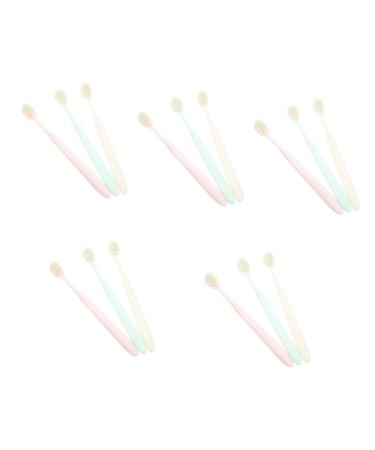 Minkissy 15 STK tooth cleaning with wide and thin toothbrush toothbrush toothbrush creative toothbrush soft creative toothbrush main brush head Stock manual travel plastic 1 piece (1 Pack) as shown x 5 pieces
