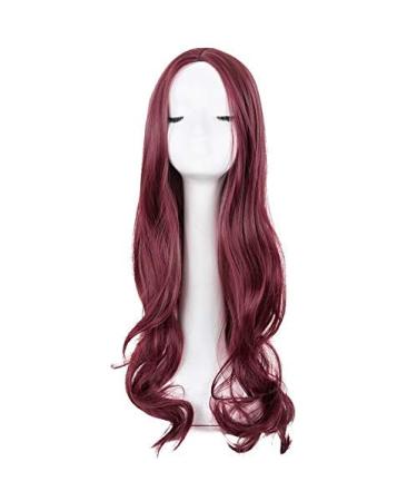 LFMDJF Curly Wigs Synthetic Heat Resistant Fiber Long Red Middle Part Line Hair Costume Women Female Hairpiece 26inches #1B Bug