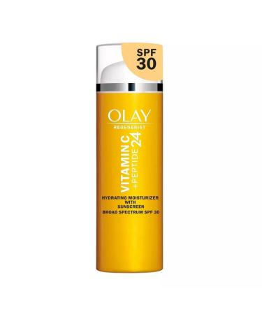 Olay Super Cream with Sunscreen SPF 30 Trial Size Lightweight Face Moisturizer with Sun Protection 5-in-1 Skin Care Benefits - Hydrating Brightening Firming - Niacinamide Vitamin C 15 mL 1.7 Fl Oz (Pack of 1)