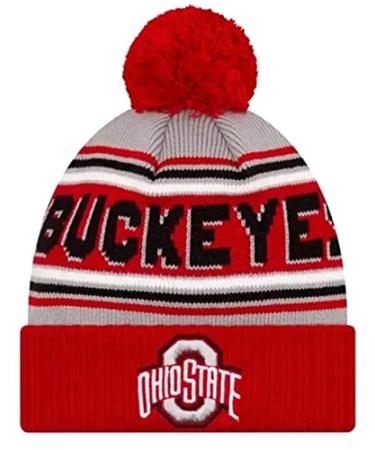 New Era Men's Cold Weather Cuffed Sport Knit Beanie Hat Cap Major League College Collegiate Buckeyes Cheer Ohio State