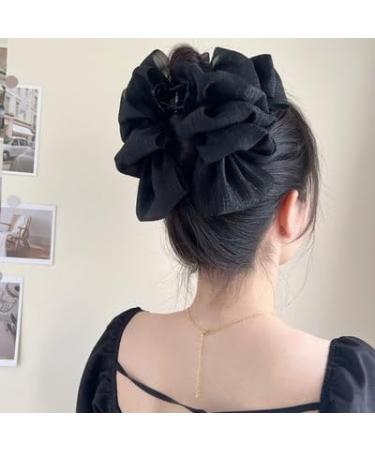 Bow Bubble Clips 2/4pcs Large Large Chiffon Bubble Bow Hair Claw Jaw Clip Hair Claw Clips for Women's Hair Accessories Claw Clip for Thick Long Hair (C(2pcs)) - Buy Online on GoSupps.com