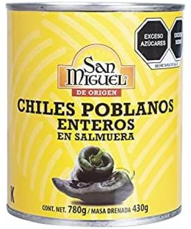 San Miguel Whole Poblano Chillies in Brine 780g (Drained Weight 430g) - Authentic Mexican Chiles Poblanos Enteros - Buy Online on GoSupps.com