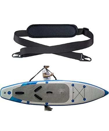 ZipSeven SUP Carrier Shoulder Strap Adjustable Carrying Sling Paded Bag Belt for Surfing and Paddle Board with Metal Hooks Accessories - Black
