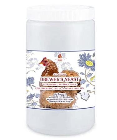 Pampered Chicken Mama Probiotic Brewer's Yeast for Backyard Chickens & Ducks with Echinacea, Garlic, & Oregano - Chicken Coop Supplies Feed Duckling Vitamins Pellets 1.25 pounds