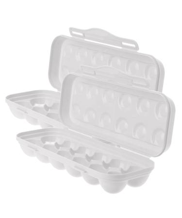 OFFSCH 2pcs Anti-Collision Damage Chicken Container with Lid Refrigerator Egg Organizer Egg Bins re-usable Grey 30X11X6.5CM