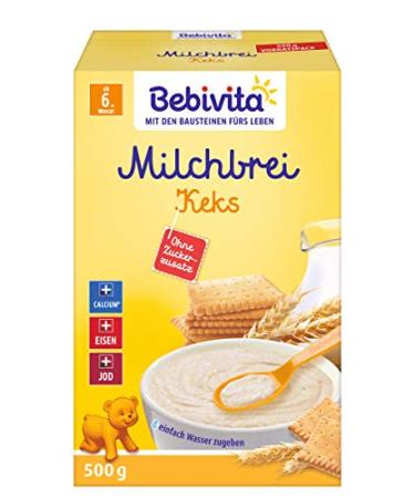 Bebivita Milk Porridge Biscuit - No Added Sugar Pack of 2 (2 x 500g) | Healthy Snacks for Babies & Kids - International Shipping Available - Buy Online on GoSupps.com