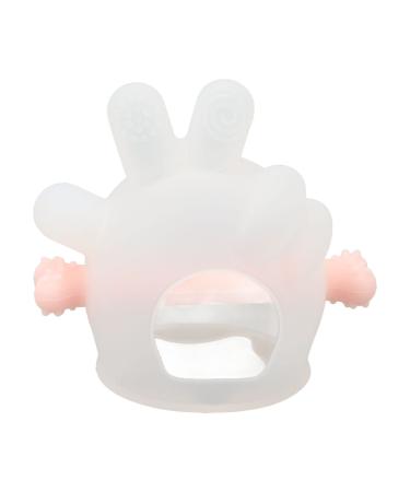 Soothing tooth toys made of food-safe silicone-tooth toys for babies-baby cubes with a handle on the wrist-BPA-free-silicone gauge for babies Transparent pink