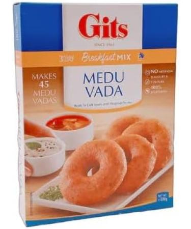 Gits Medu Vada Snack Mix 500g - Makes Delicious Mildly spiced dumplings made of Urad flour - A Traditional South Indian Savory Snack makes 45 serving (Pack of 2) - Buy Online on GoSupps.com