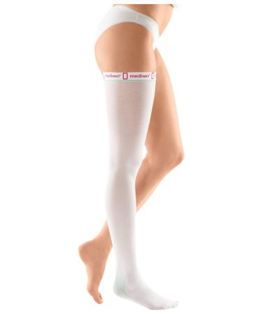 Medive thrombexin 18 thigh stocking |Medical thrombosis prophylaxis stocking with 18 mmHg |Size L |Color white |Unisex |1 stocking