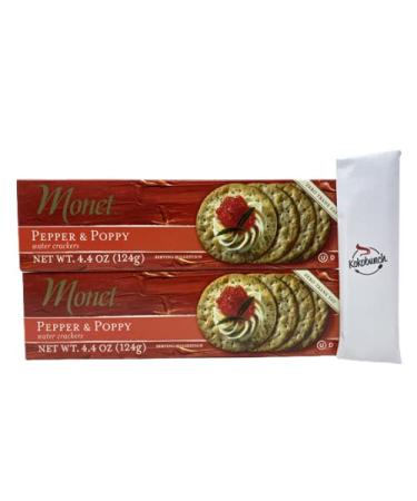 Monet Cracker Water Pepper & Poppy - Zero Trans Fat Thins Snack Cracker with Kokobunch Kit | 2 Pk - 4.4 oz - Buy Online on GoSupps.com