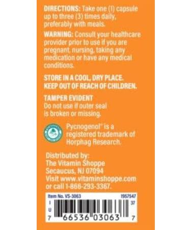 Pycnogenol 100mg - French Maritime Pine Bark Extract for Cardiovascular, Skin, and Cellular Health | 30 Capsules - Buy Online on GoSupps.com