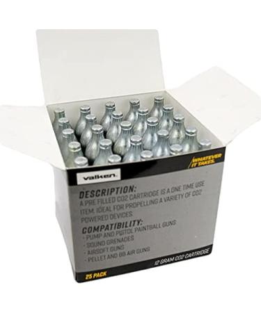 Valken 12g CO2 Cartridge - 25ct Silver | High-Quality Refills for Airsoft & Paintball Guns - Buy Online on GoSupps.com