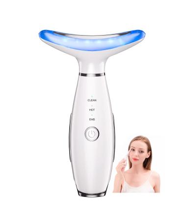 Anti Wrinkles Face Massager for Facial and Neck, Face Sculpting Tool Vibration Massager Device with 3 Color Modes for Skin Care,Firm,Smooth and Tightens Sagging Skin White